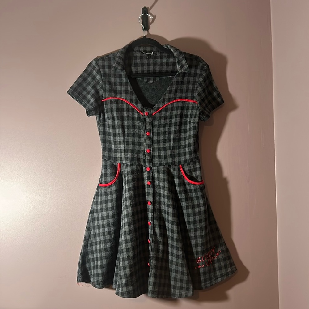 Sourpuss Giddy Up black & grey dress size L